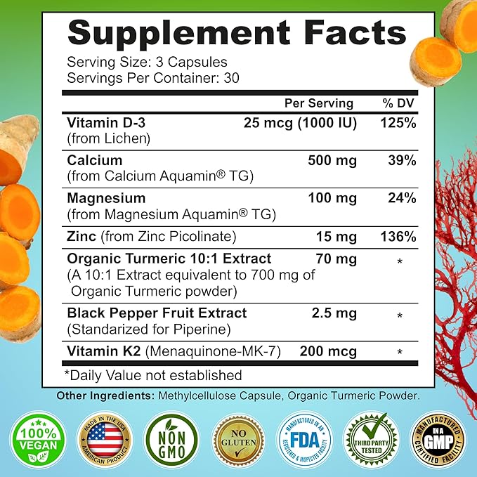 Vegan Multivitamins &amp Calcium Trio – Whole Food Multivitamin with Iron + Women’s Daily Multivitamin with Iron + Plant-Based Calcium Magnesium Zinc D3 K2 &amp Turmeric – Energy Bone &amp Imm