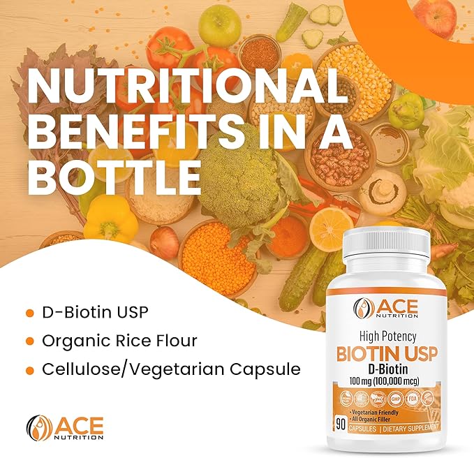 High Potency Biotin USP (D-Biotin) 100mg (100000mcg) (3)