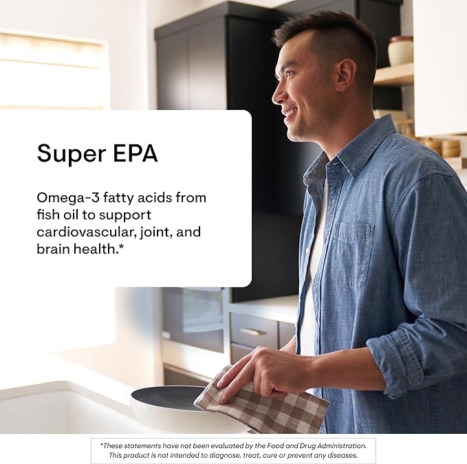 THORNE - Super EPA - Omega-3 Fish Oil Supplement with EPA &amp DHA from Sustainably Sourced Fish - Supports Brain Skin Joint &amp Heart Health* - Third-Party Certified - Gluten &amp Dairy-Free -