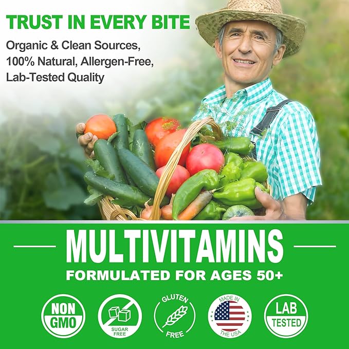 NEVISS Kids Multivitamin Gummies with Calcium Probiotics Vitamin D3 K2 A C + Sugar Free Men 50 + Plus Multivitamins Gummies w/Omega-3 Coq10 D3k2 Calcium