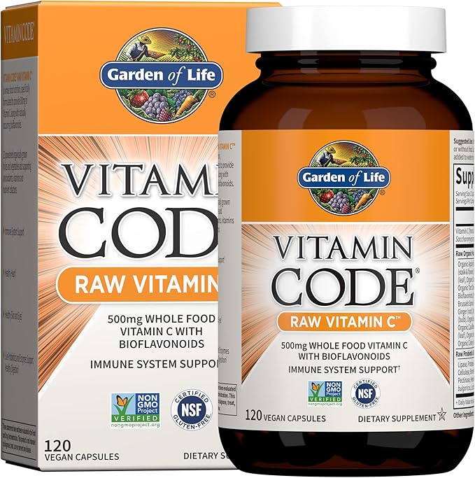 Garden of Life Organic Vegan Sport Protein Powder Vanilla 30g - Probiotics BCAAs for Post Workout Recovery 19 Servings + Raw Vitamin Code Vitamin C 120 Veg Capsules