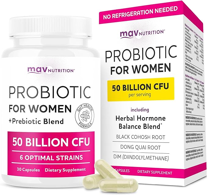 Probiotics for Women | 50 Billion CFU for Vaginal pH Balance &amp Digestive Health Support | Female Probiotics with Prebiotics &amp Hormone Balance Blend | Third-Party Tested Vegan &amp Gluten-Fr