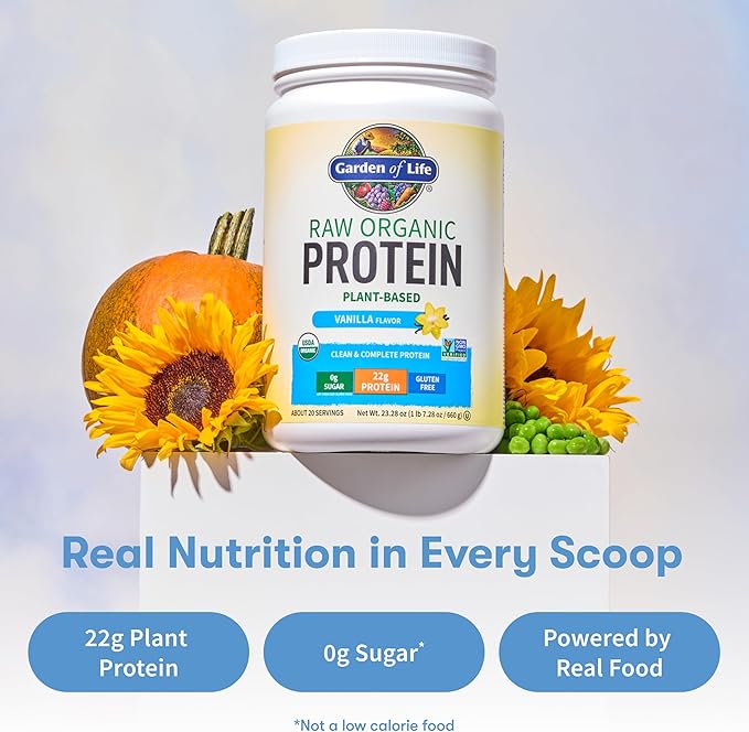 Garden of Life Protein Powder Vegan Protein Powder BCAA Probiotics &amp Digestive Enzymes Gluten &amp Lactose Free Vanilla 1.5 LB