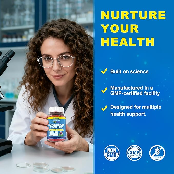 Magnesium Glycinate Gummies + Omega-3 Saffron for Kids 6+ &amp Adults Kids Focus Calm Magnesium Gummies Sugar Free Triple Magnesium Complex 500mg/250mgGlycinate Malate Taurate Theanine1P
