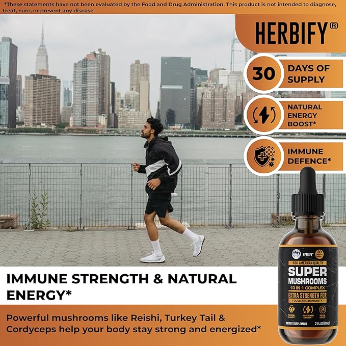 Mushroom Supplement - Lions Mane Reishi Cordyceps Chaga Turkey Tail Inulin &amp More Mushrooms For Immune Support Energy - Premium Nootropic Brain Supplements For Memory And Focus - Made in USA 2 FL