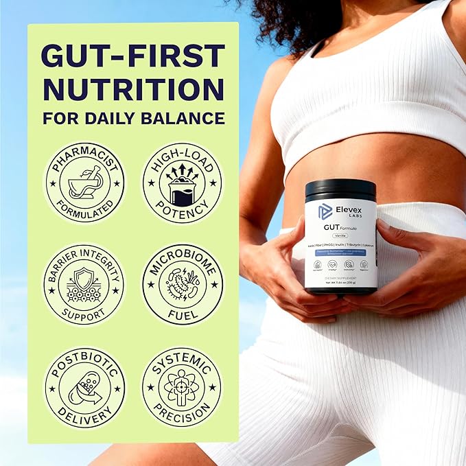 Gut Health Supplement Powder – Digestive Health Formula with Colostrum Tributyrin &amp PHGG Prebiotics for Gut Health Gut Lining Gut-Brain &amp Bloating Relief for Women &amp Men – 30 Servings