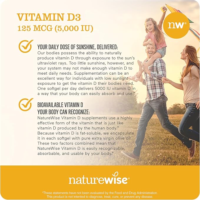NatureWise High-Potency 1000mg Omega 3 with 600mg EPA 400mg DHA &amp Vitamin E &amp Vitamin D3 5000iu (125 mcg) 1 Year Supply for Healthy Muscle Function