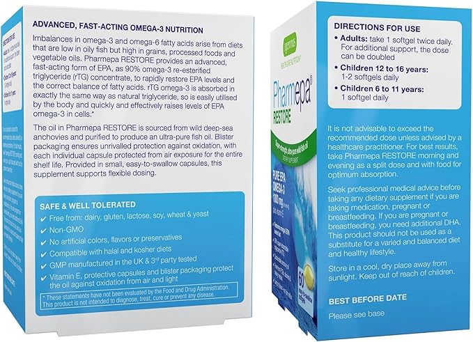 Pharmepa Restore EPA &amp VESIsorb Ubiquinol-QH CoQ10 Heart Health Bundle by Igennus