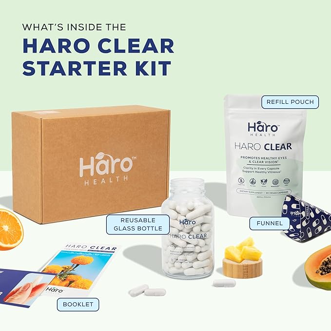 HARO Clear Starter Kit - 180pcs Lutein Eye Vitamins Supplement for Macular Health and Dry Eye Contains Lutein Zinc Vitamins C/E &amp Zeaxanthin to Support Eye Health