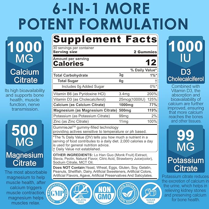 Calcium Citrate TMG Supplements Gummies 4Pack