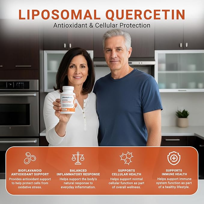 250mg Liposomal Quercetin Supplements - 60 Vegan Capsules to Support Antioxidant Defense Cellular Health &amp Immune System - Quercetin Capsules Perfect for Healthy Aging and Vitality