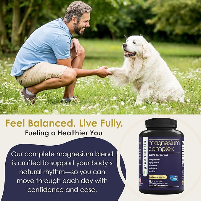 5-in-1 Magnesium Complex 500mg | 2-Month Supply | Glycinate Citrate Malate Oxide &amp Aquamin® | for Sleep Muscle &amp Heart Support | High Absorption 120 Capsules