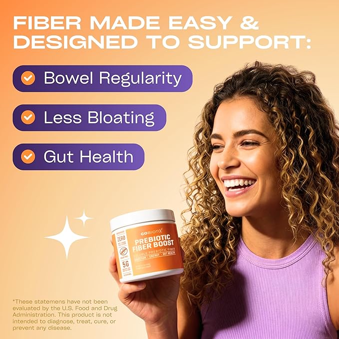 GOBIOTIX Fiber Supplement Powder with Prebiotics for Digestive Health and GLP-1 Support Soluble Fiber for Gut Health &amp Debloat Keto Vegan Gluten &amp Sugar Free 35 Servings (1 Pack)