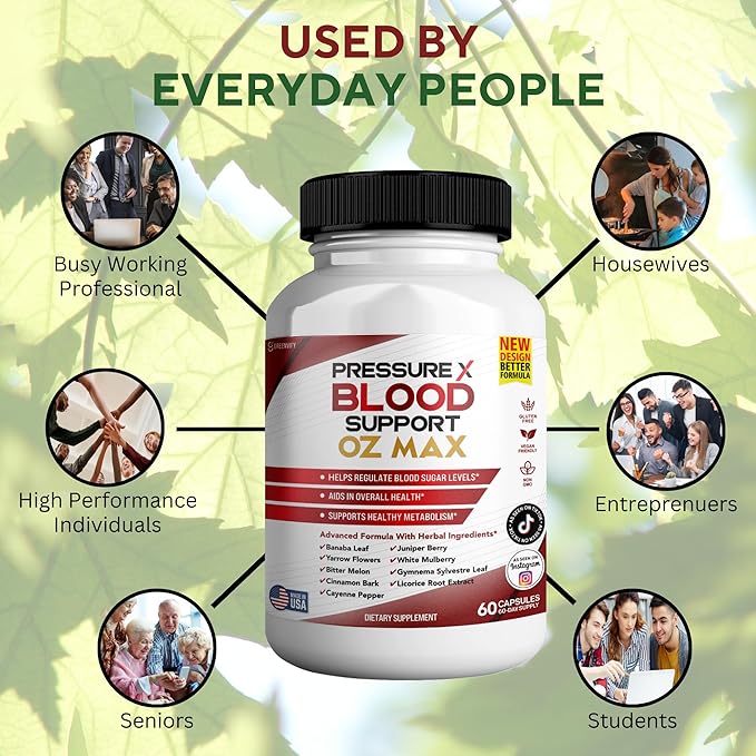 Pressure X Blood Support OZ Max Blood Support Supplement - Advanced Formula PressureX Advanced Supplement Pressure X Maximum Strength Reviews (2 Pack - 120 Capsules)