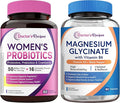 Doctor's Recipes Women's Probiotic 50 Billion CFU Strains 60 Capsules and Magnesium Glycinate 420mg with Vitamin B6 &amp D3