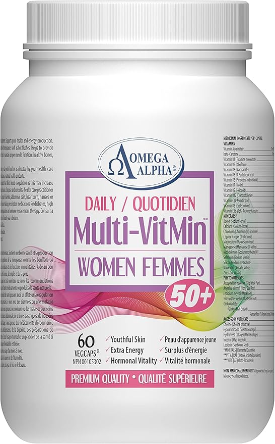 Omega Alpha Daily Multi-VitMin™-Multi-Vitamin and Multi-Mineral supplement-60 Caps (Women 50+)