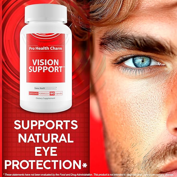 Pro Health Charm Vision Support - Improved Formula - Our Best Vision Pills For Eyes - Eye Vitamins For Vision Focus - Natural Vision Pills Eye Supplements For Adults 50 Blurry Vision Improvement Pills