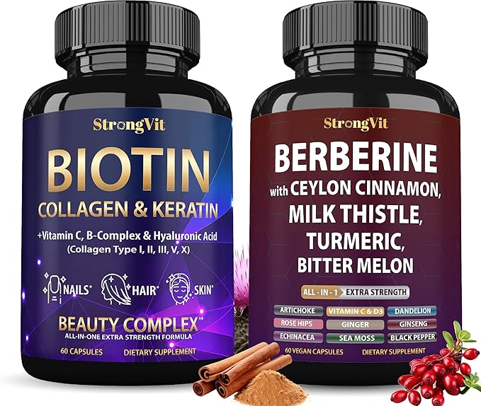 Biotin Complex &amp Berberine Supplement Bundle (120 Capsules)