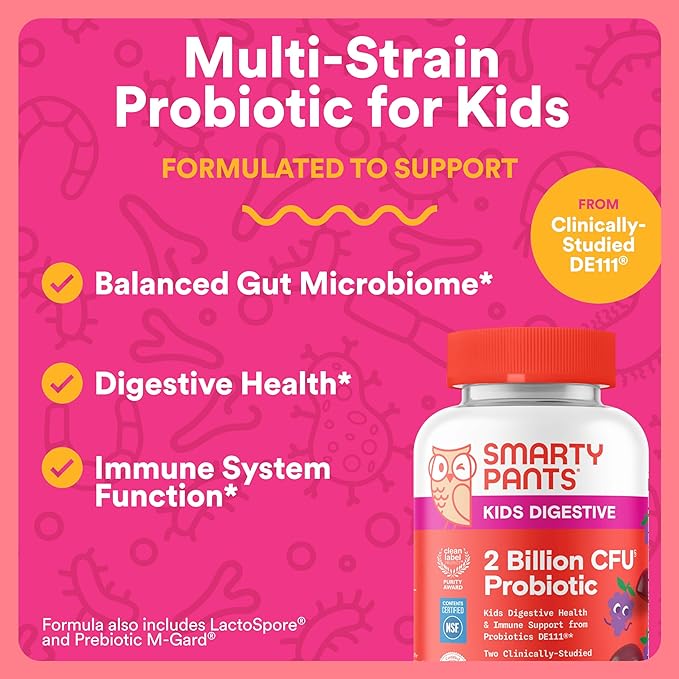 SmartyPants Kids Daily Nutrition &amp Probiotic Bundle: Multivitamin + Probiotic Gummies with 2 Billion CFU Omega-3 Vitamins D3 &amp B12Digestive &amp Immune Support Gluten Free 60 &amp 30 Co