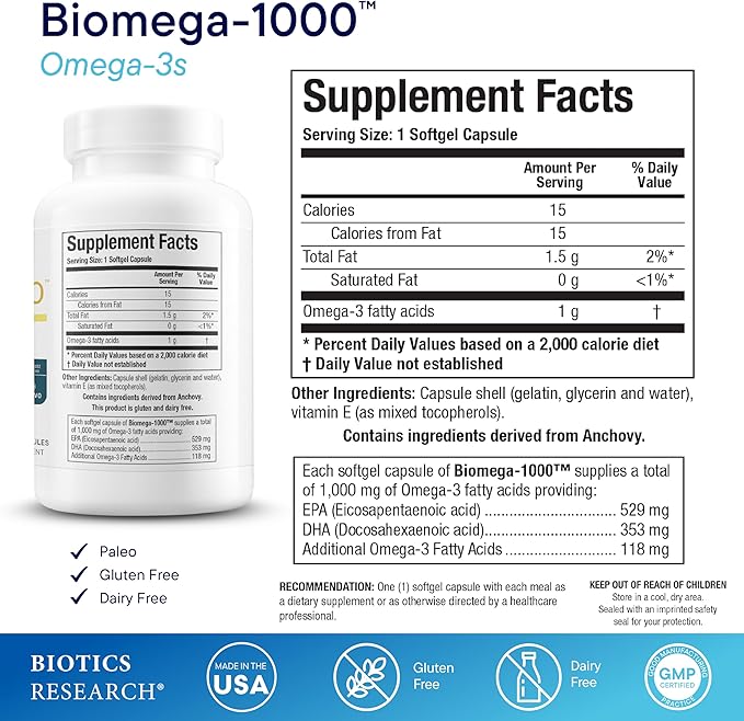 Biotics Research Bio-D-Mulsion Forte Vitamin D3 for Bone Immune &amp Heart Health + Biomega-1000 Omega-3 Fish Oil for Heart Brain &amp Immune Support – 1 fl oz &amp 90 Softgels