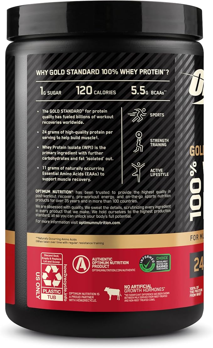 Optimum Nutrition Gold Standard 100% Whey Protein Powder Double Rich Chocolate 1 Pound (Pack of 1)