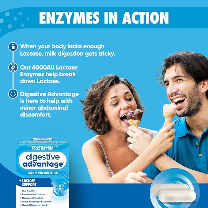 Digestive Advantage Lactose Defense Capsules (96 Count In A Box) Helps Breaks Down Lactose and Defend Against Digestive Upset Supports Digestive and Immune Health CFUs