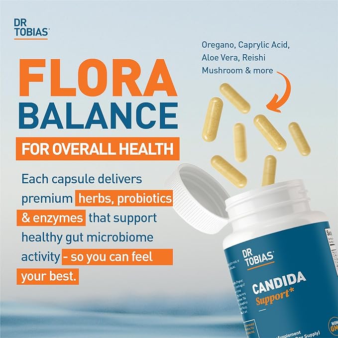 Dr. Tobias Candida Support &amp Prebiotics Bundle – Gut Cleanse Detox Flora Balance &amp Immune Support with Oregano Caprylic Acid &amp PreforPro Prebiotic Capsules
