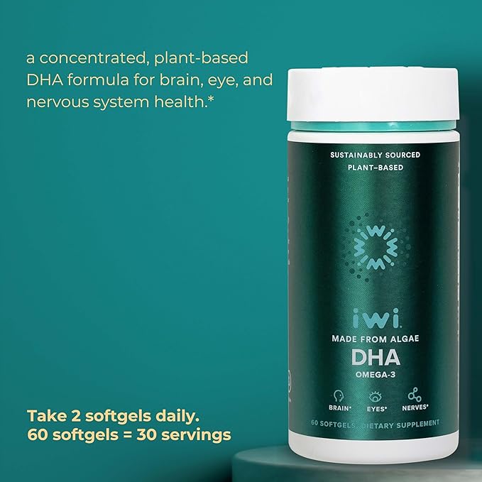 Iwi Omega-3 &amp DHA Omega-3 Bundle 30 Servings Vegan Plant-Based Algae Omega 3 Krill &amp Fish Oil Alternative No Fishy Aftertaste