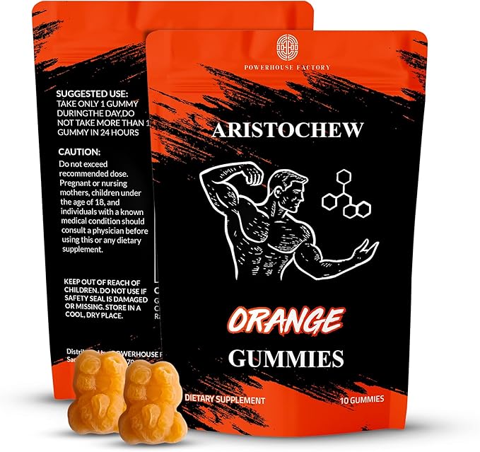 Aristochew Multivitamins Gummies Supports Energy Gummy - 10 Count - Non-GMO Gluten-Free Vegetarian Orange Flavor