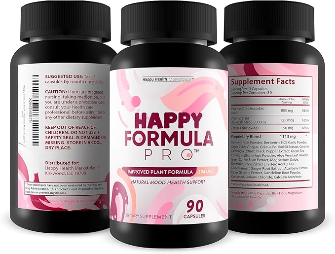 Happy Formula Pro - Our Best Happy Pills Vitamin D Mood Support Supplement - Happpy Supplements Natural Mood Support Supplements for Women Mood Support Supplements for Men - Postpartum Mood Support