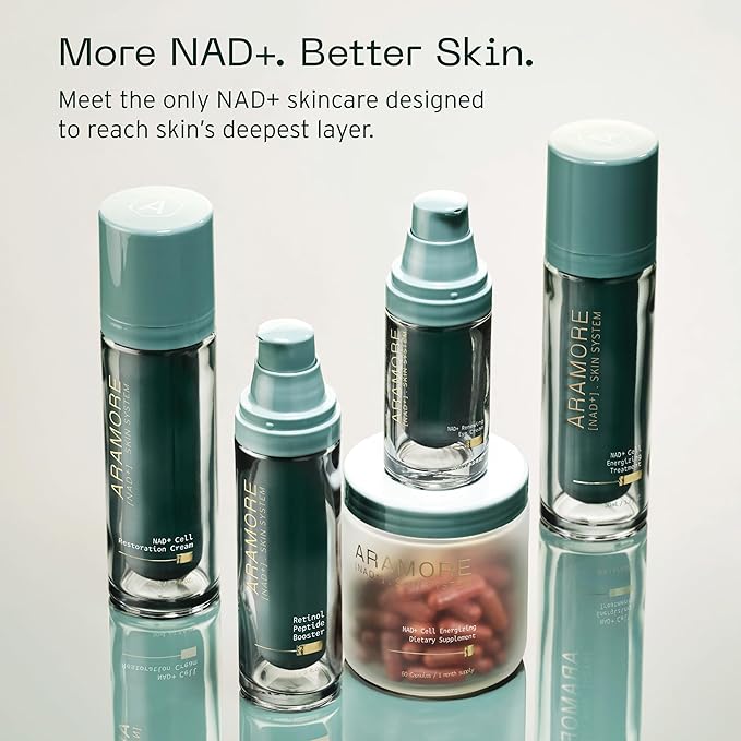 Aramore NAD+ Cell Energizing Skin Care Treatment with Proprietary NAD+ Precursor Complex Clinically Proven to Target 12 Signs of Aging - 50ml