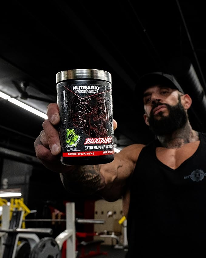 NutraBio Bloodline-Pump Pre Workout Pump Matrix- L-Citrulline Glycerol PeptiPump- NO Booster Extreme Vascularity &amp Blood FlowHydrationNon Stim PreWorkoutCaffeine Free-Phantom Gummy-20 Servin