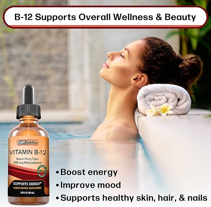 SBR Nutrition D3+K2 and B12 Bundle Vitamin D3K2 (MK7) Liquid Drops Peppermint 1oz | Vitamin B-12 3000mcg Liquid Drops 2oz | for Adults &amp Kids | Non-GMO Gluten Free