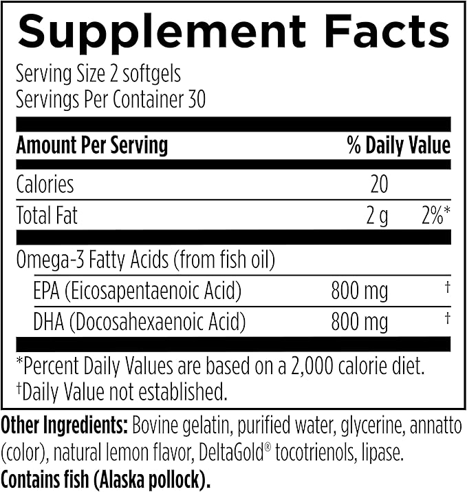 Designs for Sport Omega 3 HI-PO - High-Potency Triglyceride Fish Oil - 1500 mg Omega-3 with 750 mg EPA &amp 750 mg DHA - No Fishy Aftertaste - 60 Softgels