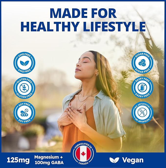 CanPrev Magnesium Bisglycinate Chelated + GABA &amp Melatonin 120 Veg Caps 120-Day Supply Support Restful Night Muscle Function Promote Relaxation &amp Balanced Sleep-Wake Cycle Vegan No GMO