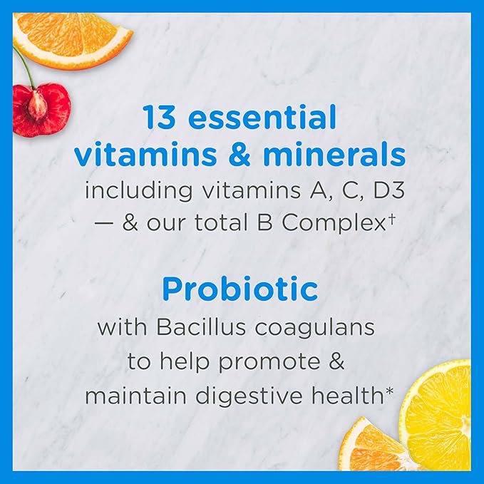 Zarbee's Kid's Complete Multivitamin + Probiotic Gummies with Vitamins A B C D E &amp zinc for Digestive Health Easy to Chew Kids Daily Multivitamin Gummies Natural Fruit70 Count (Pack of 2)