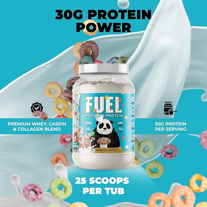 Underground Bio Labs Panda Fuel Premium Protein WheyHydrolyzed CollagenCaseinProbiotics Enzymes Keto FriendlyTime Release 25 Servings (2.5 Pound Fruity Cereal)