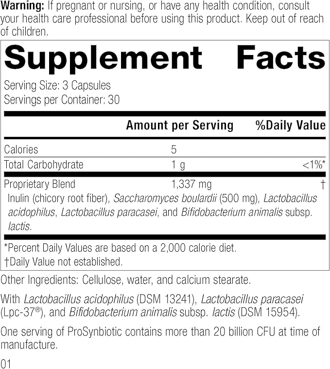 Standard Process ProSynbiotic - Whole Food Bowel Immune Support Digestion and Digestive Health with Bifidobacterium Chicory Root Lactobacillus Acidophilus and Inulin - Vegetarian - 90 Capsules