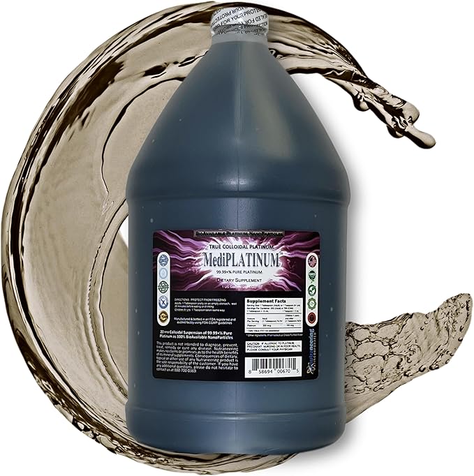 MediPLATINUM Gut Booster True Colloidal Platinum PtNP Nutritional Supplement - 1 US Gallon in BPA-Free Plastic Jug