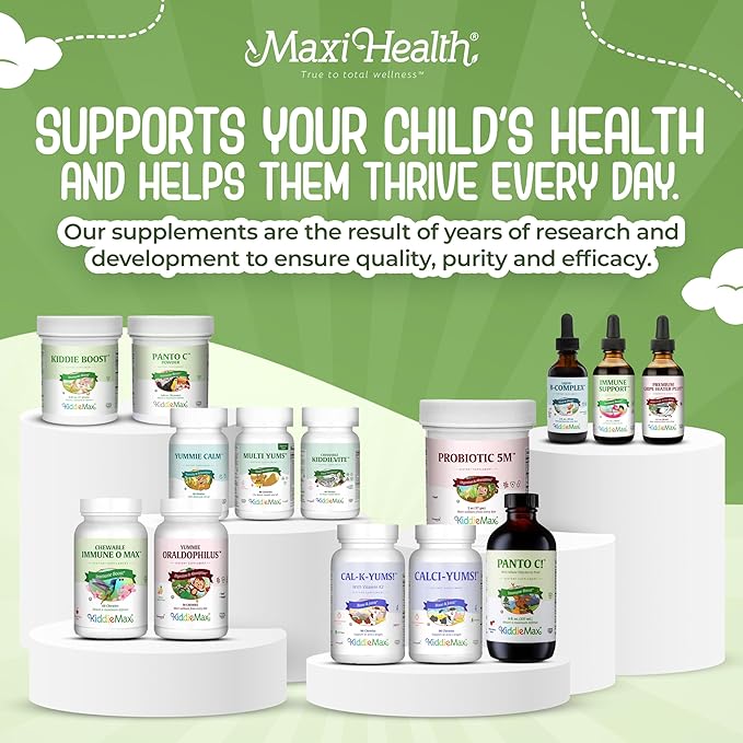 Maxi Health Omega 3 for Kids Supplement – Kosher Omega 3 Kids Fish Oil Liquid with DHA &amp EPA – Liquid Fish Oil Supplement with Fruity Burst Flavor to Support Mood Brain Focus Bones &amp Eyes (