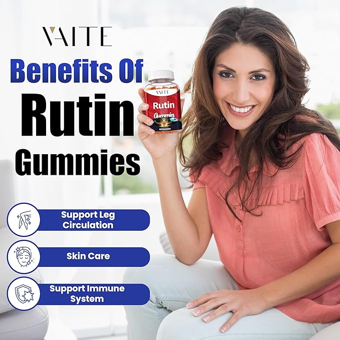 Rutin Supplement 500mg - Sophora Japonica Extract with Quercetin - Antioxidant Gummies for Men and Women - Vein and Leg Wellness - Flavonoid Complex for Daily Vascular Support - 60 Gummies