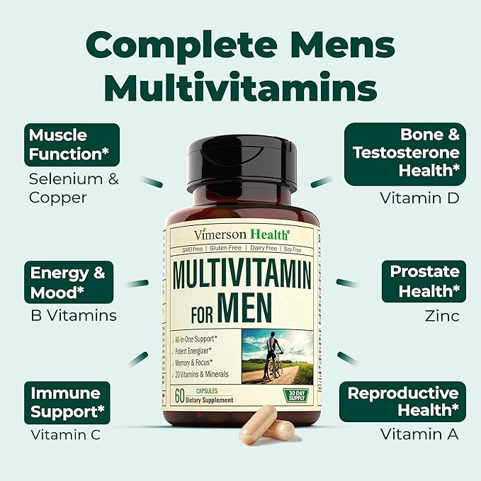 Vimerson Health Multivitamin for Men &amp Tongkat Ali for Men with Horny Goat Weed Maca Root Powder Tribulus Terrestris Saw Palmetto Extract