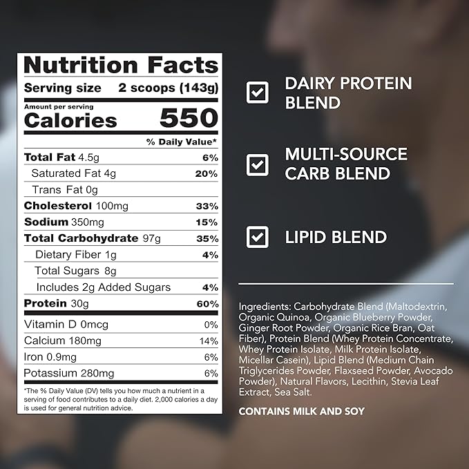 RIVAL NUTRITION Clean Gainer Protein Powder – 5LB Soft Serve Vanilla – High Protein Lean Mass &amp Weight Gainer | 550 Calories 30g Protein 97g Multi-Source Carbs No Artificial Flavor – 16 Serving