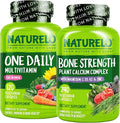 NATURELO Calcium Supplement for Bone Strength with Calcium 600mg - 240 Capsules and One Daily Multivitamin for Women - 120 Capsules - 4 Month Supply Bundle