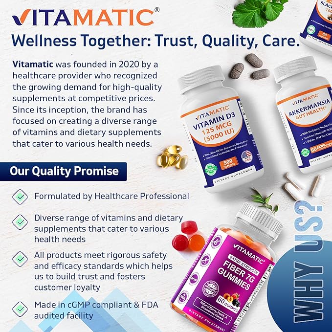 Vitamatic Saccharomyces Boulardii Probiotic 10B per Serving + Yeast Extract (MOS Yeast Fraction) 300 mg - 60 DR Capsules - Made in The USA-2 Pack