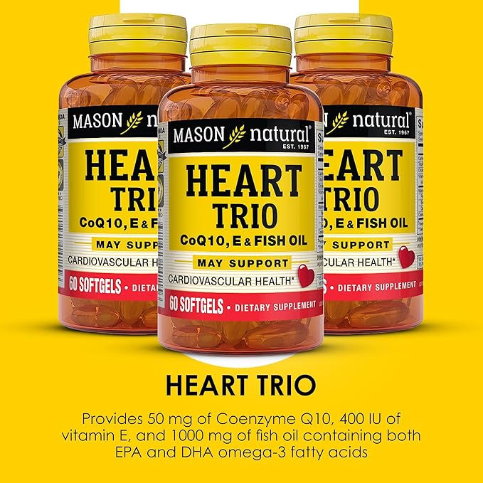 MASON NATURAL Heart TrioCo Q10 Vitamin E &amp Fish Oil 3 Month Suppy Supports Normal Heart Health 3 Pack
