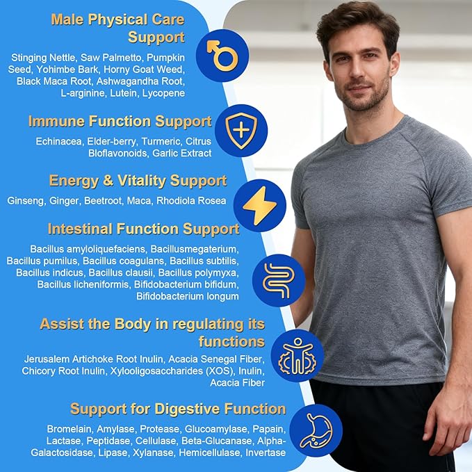 2 Pack Overall 4500MG+ Liposomal Men's Multivitamin 60-IN-1 Gummy300B Probiotics Algal DHA CoQ10Turmeric &amp Herbal Blends120+ Nutrientsfor Immune EnergyProstateHeart and Digestive Wellness