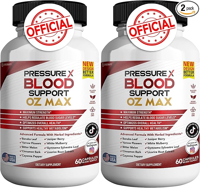 Pressure X Blood Support OZ Max Blood Support Supplement - Advanced Formula PressureX Advanced Supplement Pressure X Maximum Strength Reviews (2 Pack - 120 Capsules)