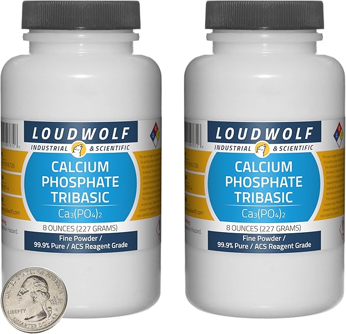 Calcium Phosphate Tribasic / 1 Pound / 2 Bottles / 99.9% Pure ACS Reagent Grade/Fine Powder