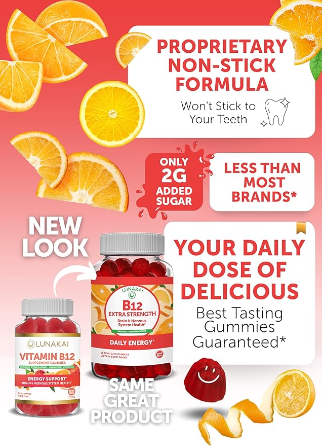 Lunakai Vitamin D3 and Vitamin B12 Gummies Bundle - Immunity Bone and Mood Support VIT D3 2000IU Supplement - 3000mcg Methylcobalamin High Absorption Energy Gummy